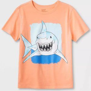 Cat & Jack - Kids' short Sleeve Smiling  Shark Graphic T-Shirt - Size M (8)Peach